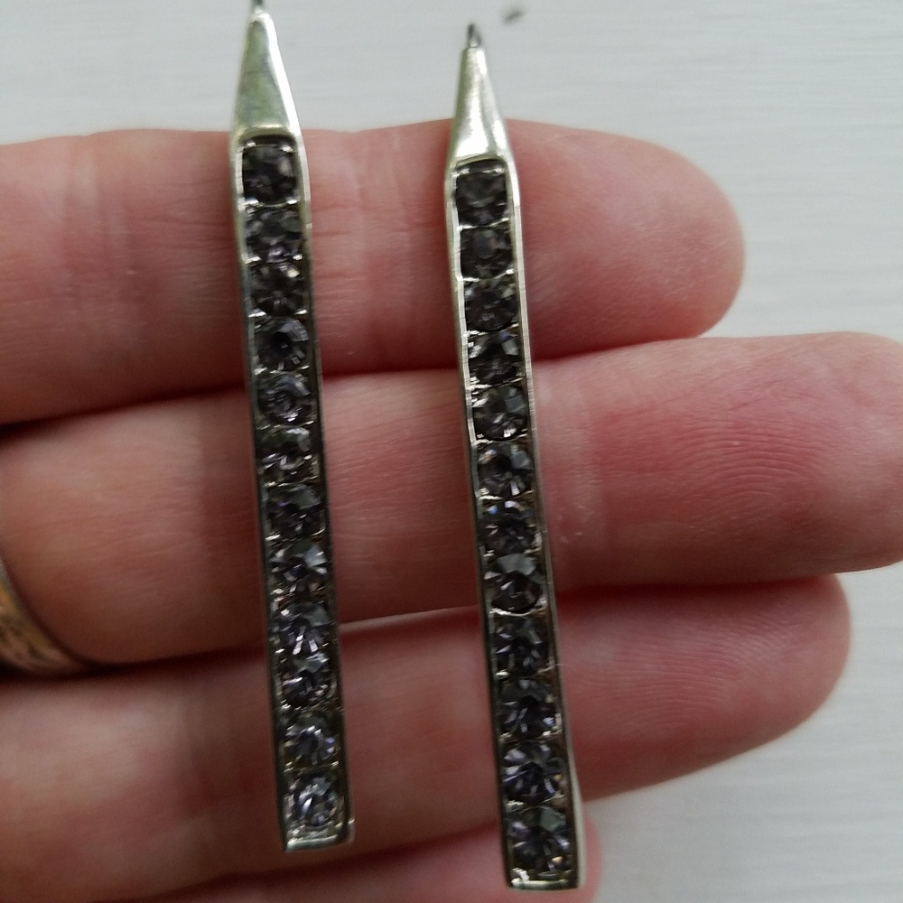 Kenneth Cole silver drop earrings with embedded rh